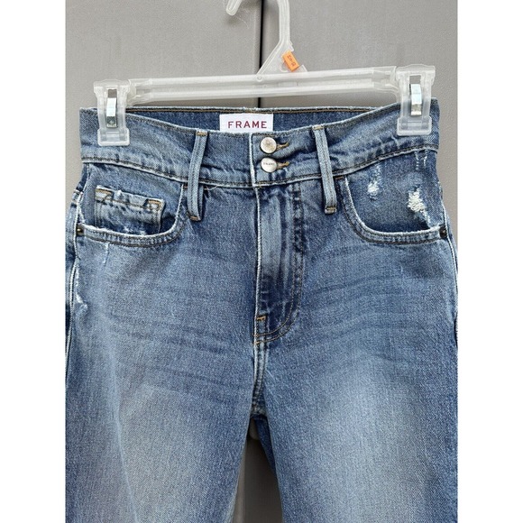 Frame Denim Heritage Le Sylvie Slender Straight Jeans High Rise Med Wash Sz 23 - Picture 4 of 15